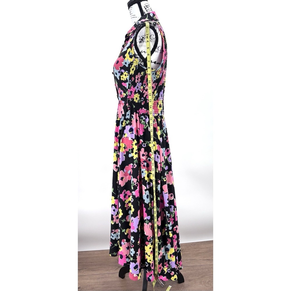 Kate Spade Shan Floral Midi Dress Size 10 Sleeveless Smocked Back Collared - Picture 4 of 7